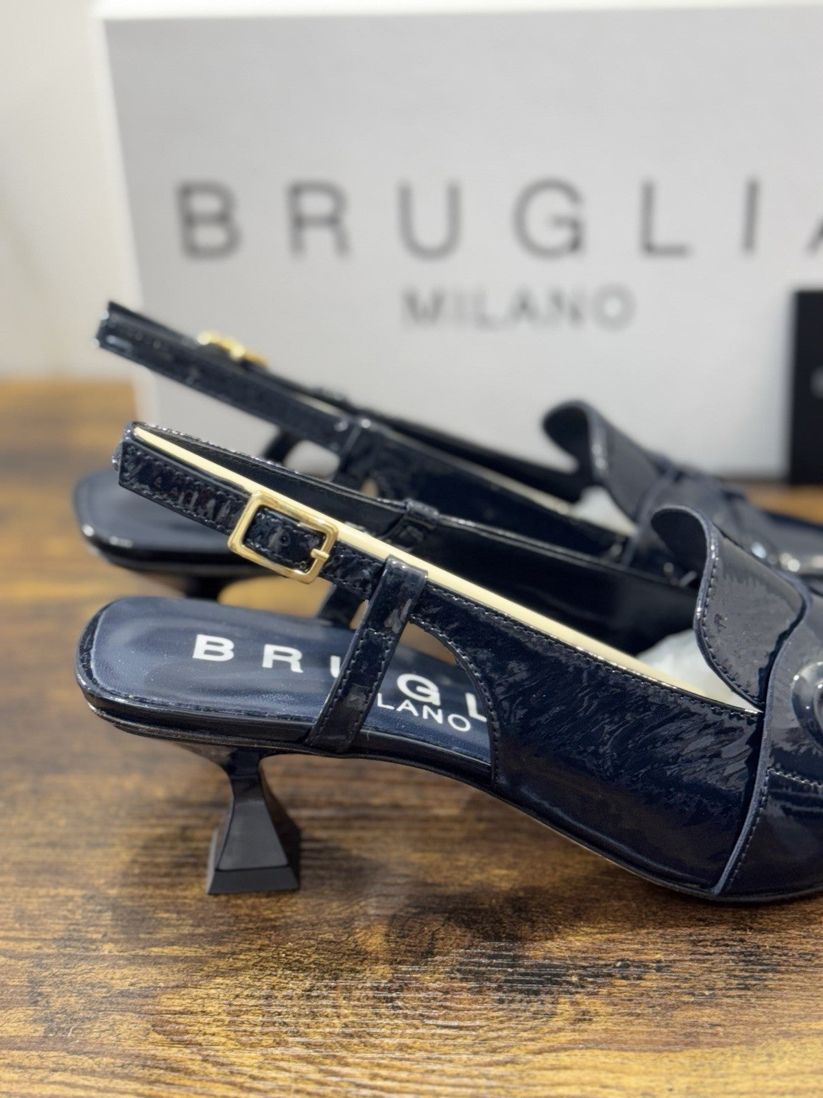 Bruglia Milano Slingback Blu   Tacco Top Quality Scarpe Donna 41