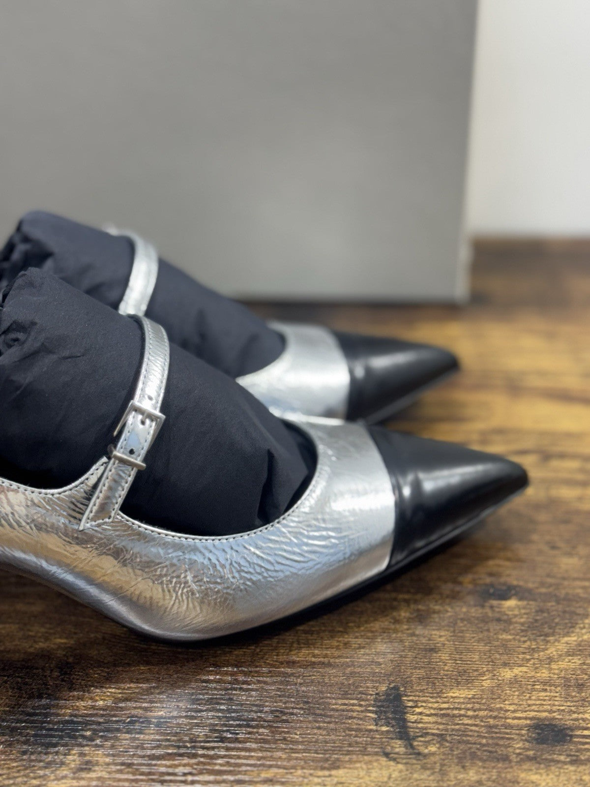 Sergio Levantesi Décolleté Pelle Nero Argento Luxury Made In Italy Donna 41