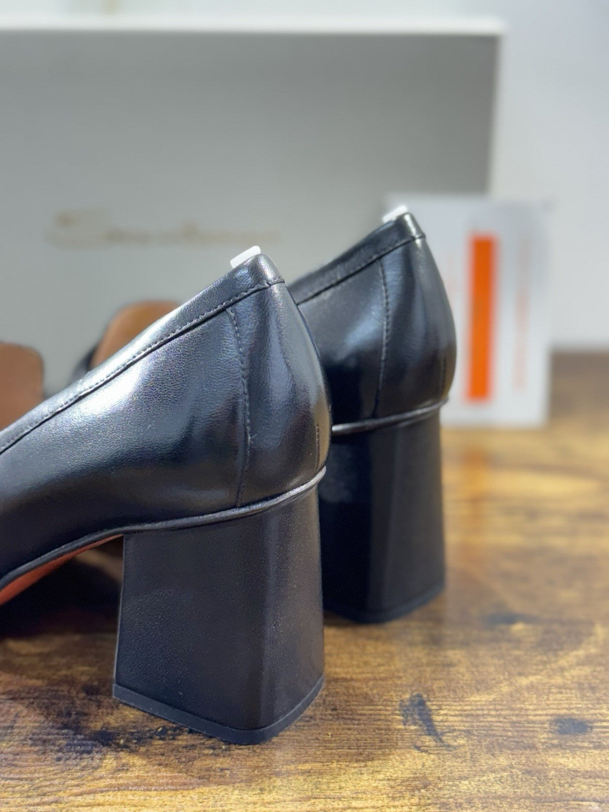 Santoni Mocassino Pelle Nero  Con Tacco Goodyear Luxury Santoni Donna 38.5