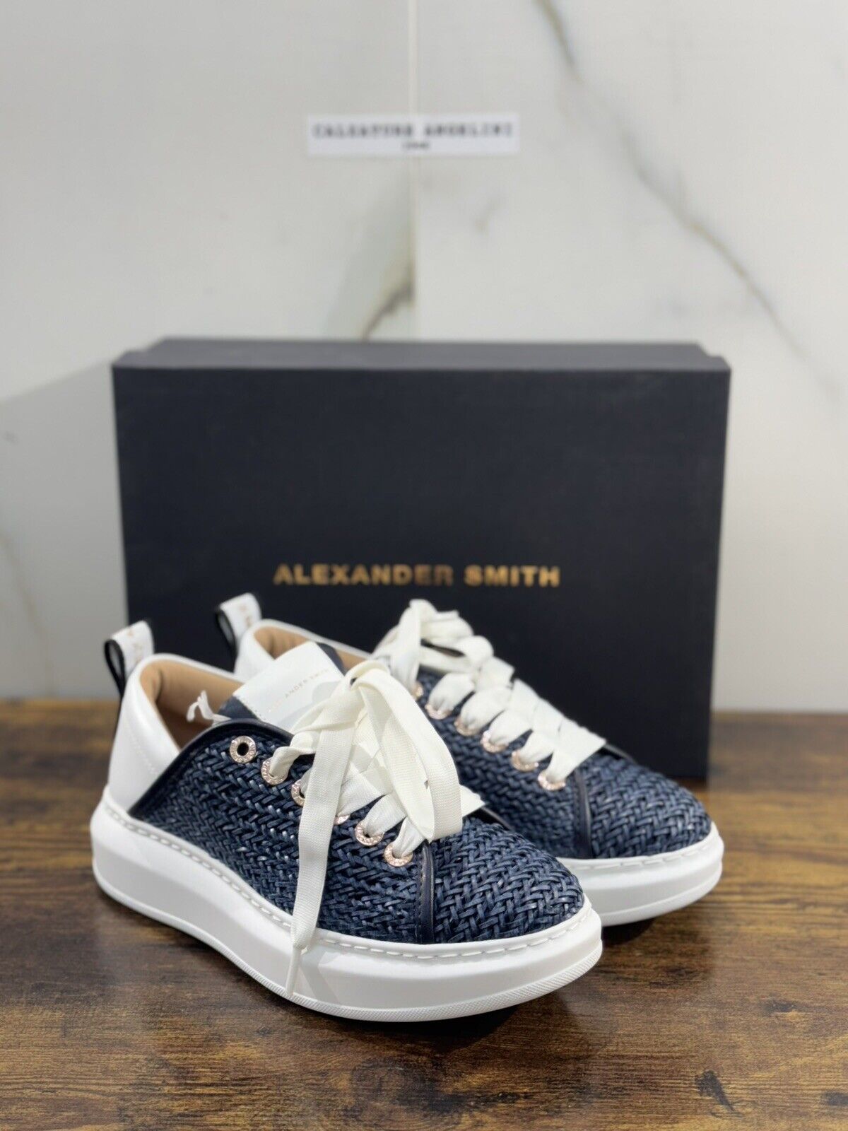 Alexander Smith London  Sneaker Donna Wembley  Pelle Blu Intreccio 37