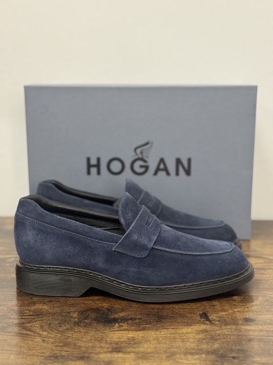 Hogan Business Mocassino Pelle  Suede Blu  Memory Foam Casual Hogan Uomo 43.5