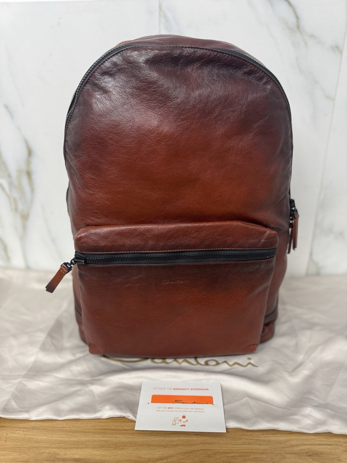 Santoni Maxi Zaino Backpack  Luxury Bag Santoni Cuoio Anticato Uomo