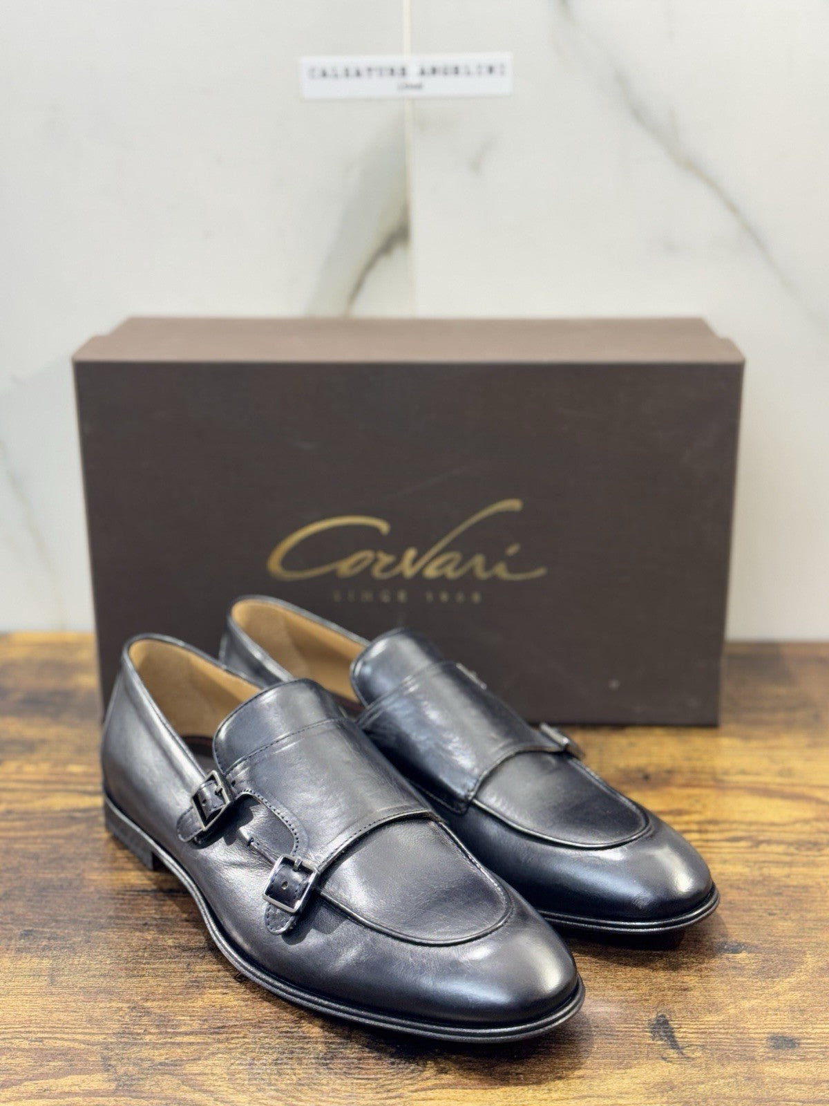 Corvari Scarpa Uomo Doppia Fibbia Pelle Blu  Casual Corvari Uomo 42