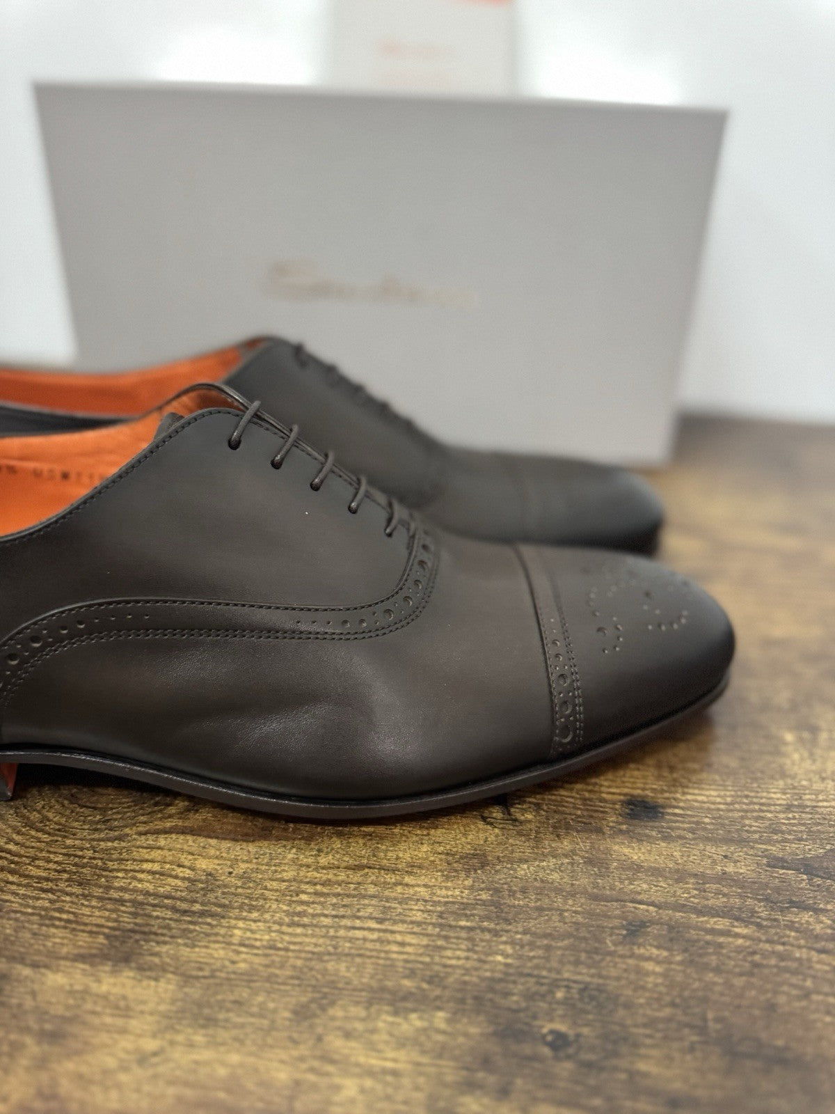 Santoni Oxford Goodyear    Pelle Marrone  Luxury Santoni Scarpa Uomo 44.5
