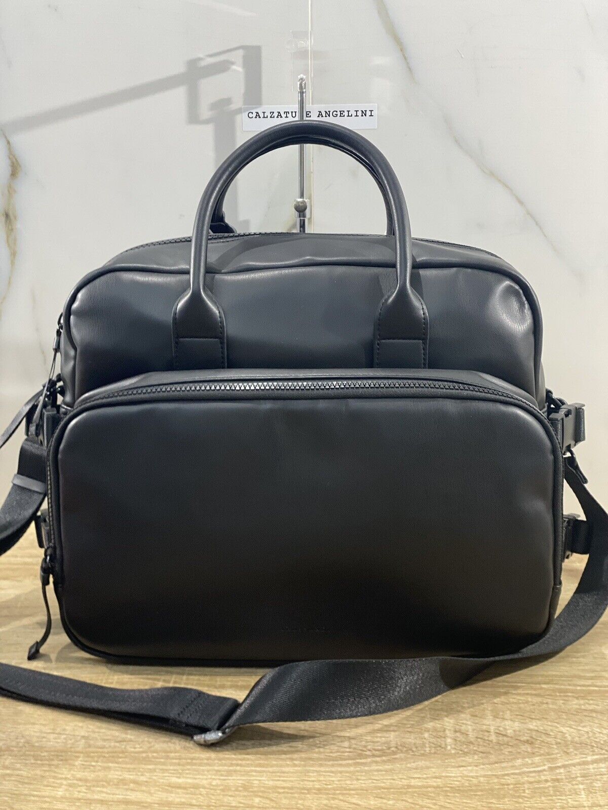 Trussardi Briefcase Uomo Pelle Eco Nera Borsa Da Lavoro Trussardi Uomo Tracollo