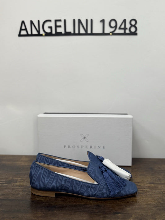 Prosperine Mocassino   Tessuto Moire’ Jeans    Flat  Scarpa Donna 39