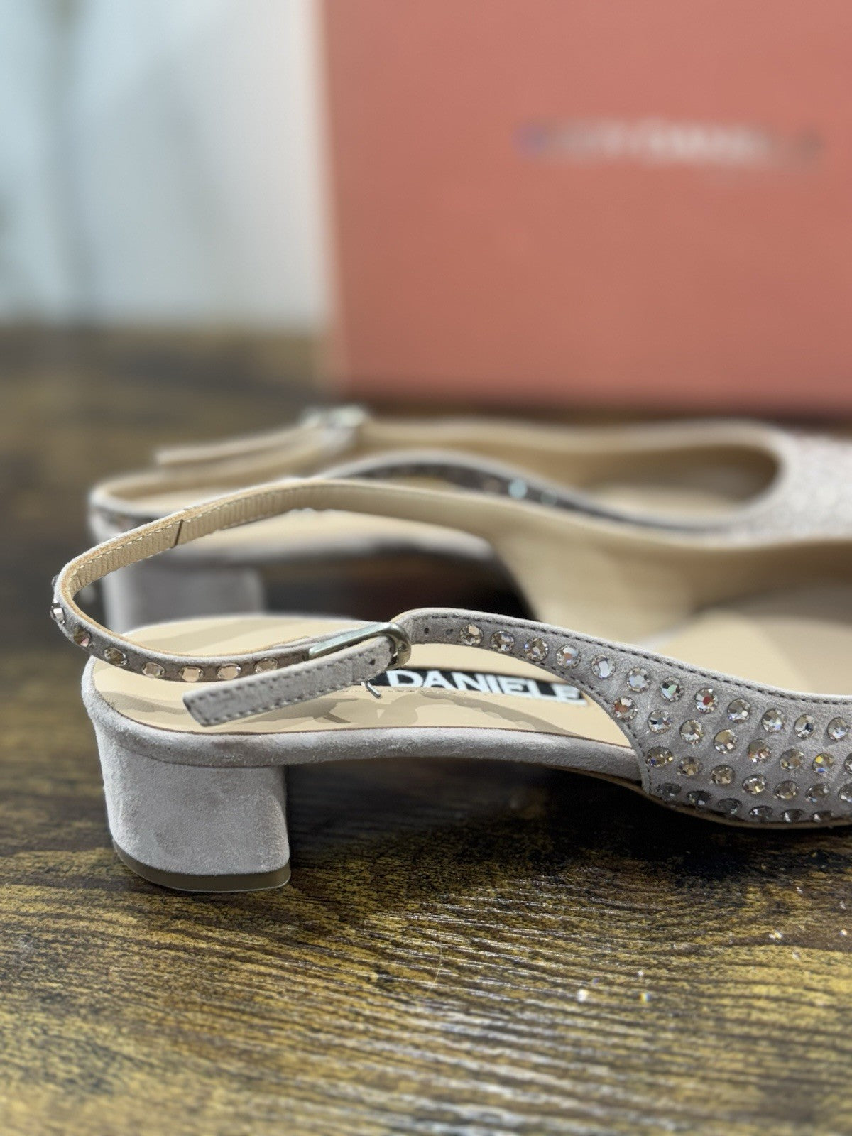 Eddy Daniele Sandalo Sling Back Nude    Real Swarovski Con Tacco Donna 38