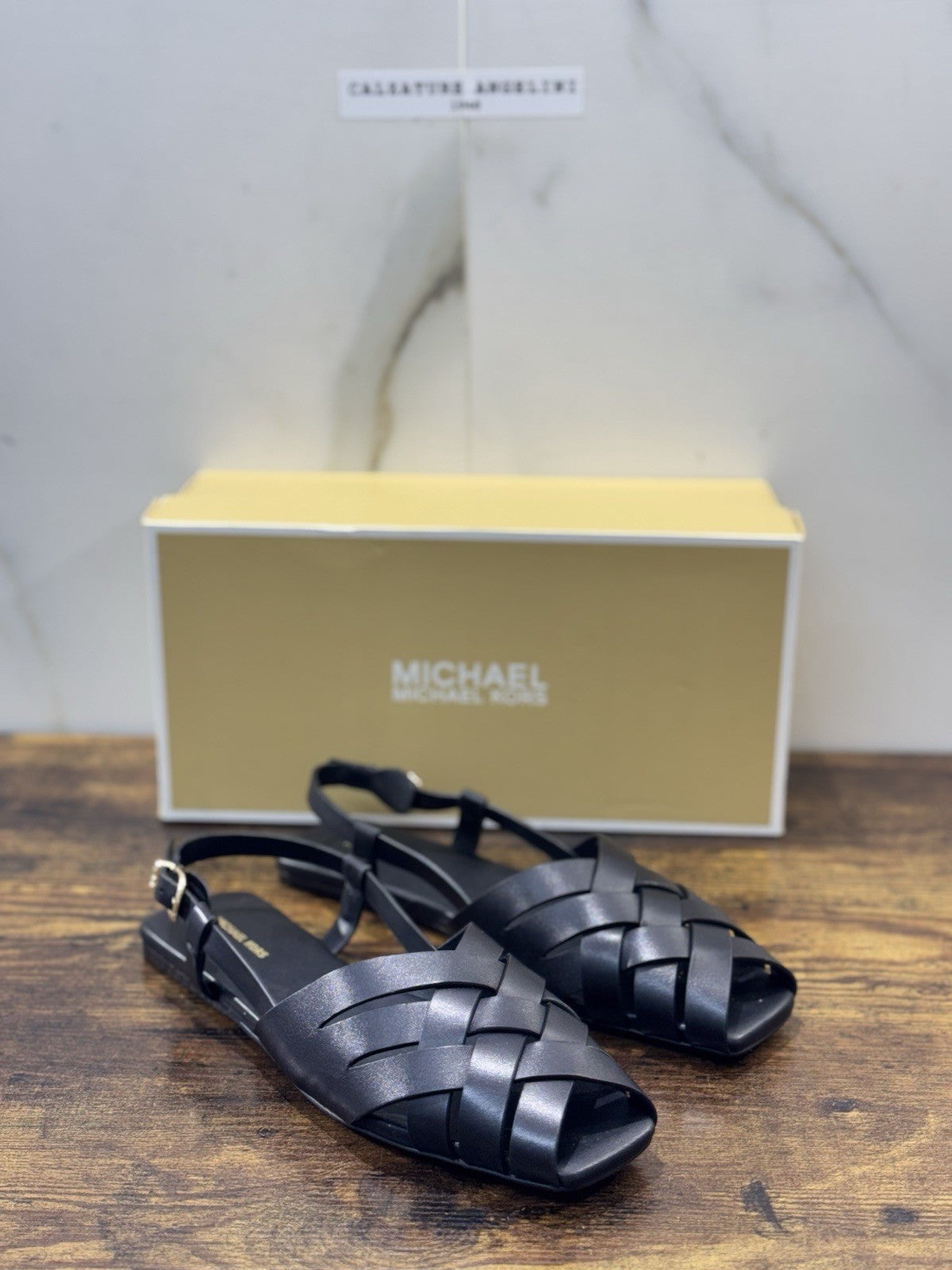 Michael Kors Sandalo Irene Sling Flat Pelle Nero Donna 37.5