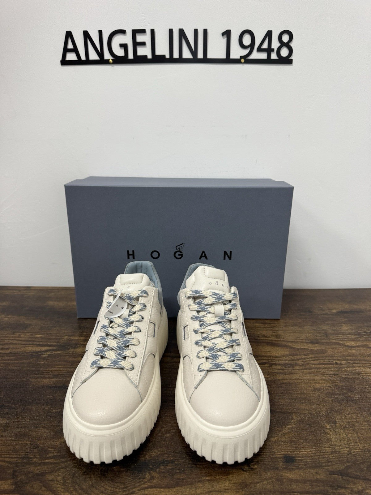 Hogan H Stripes Pelle Bianco Celeste  Casual Hogan Donna 35