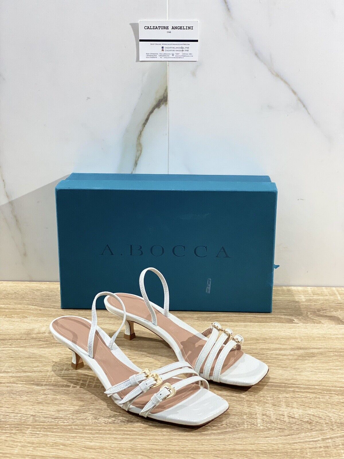 A.bocca Sandalo Donna AB2309  In Pelle Bianco Luxury Sandal Woman 37