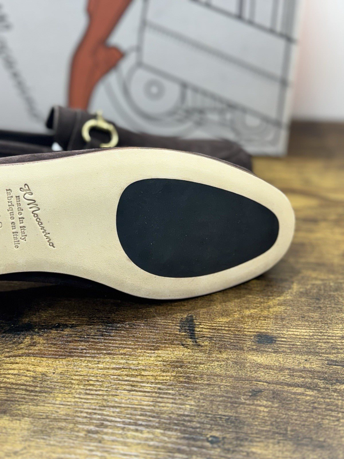 Il Mocassino Tasca Scarpa Suede Marrone 100% Fatta In Italia Mocassino Uomo 43