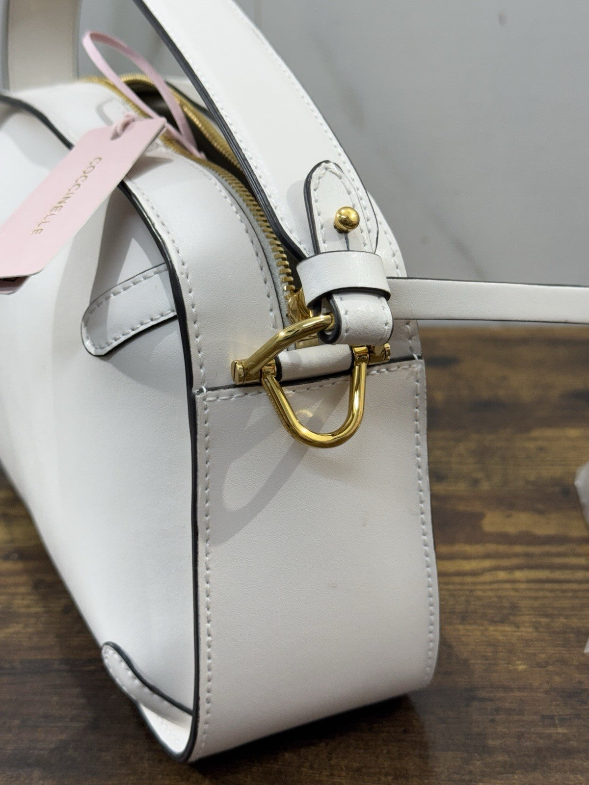 Coccinelle Borsa Maleta Pelle Bianca  100% Pelle Made In Italy Donna