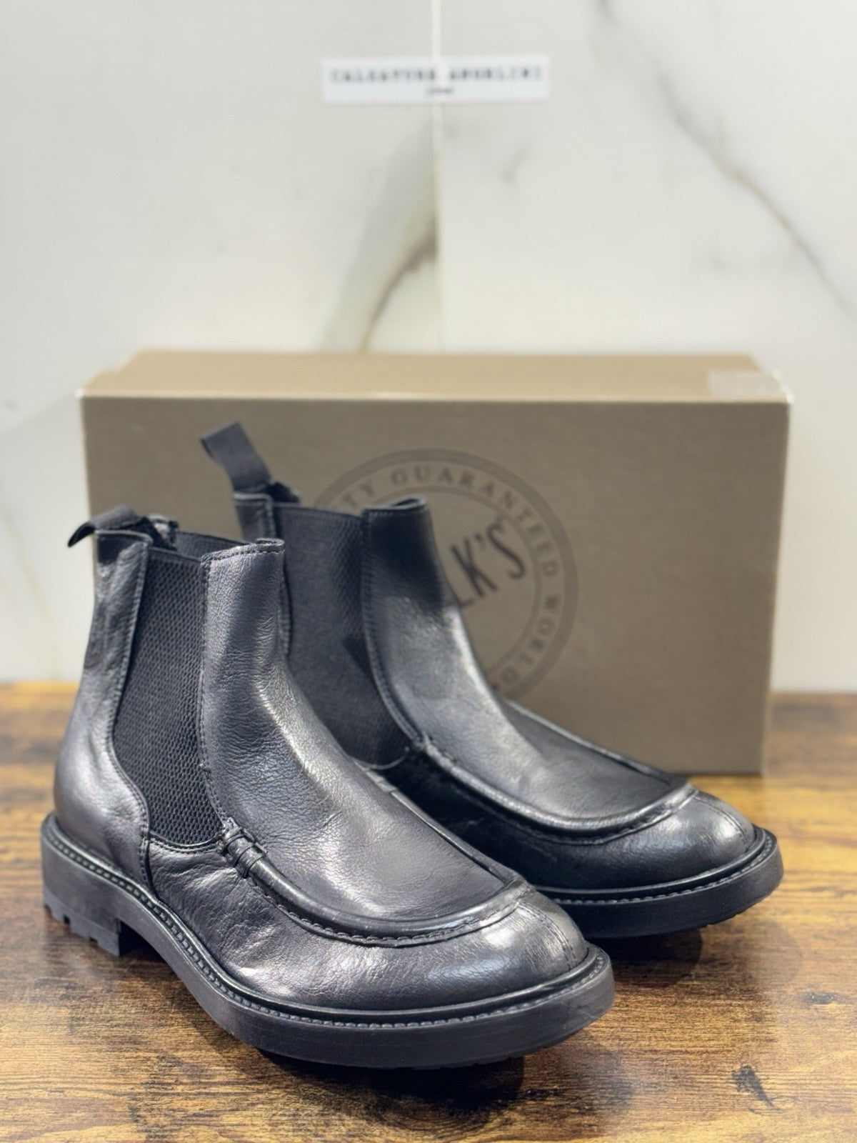 Pawelk’s Chelsea Boot Uomo Pelle Nero  Hand  Made In Italy 41