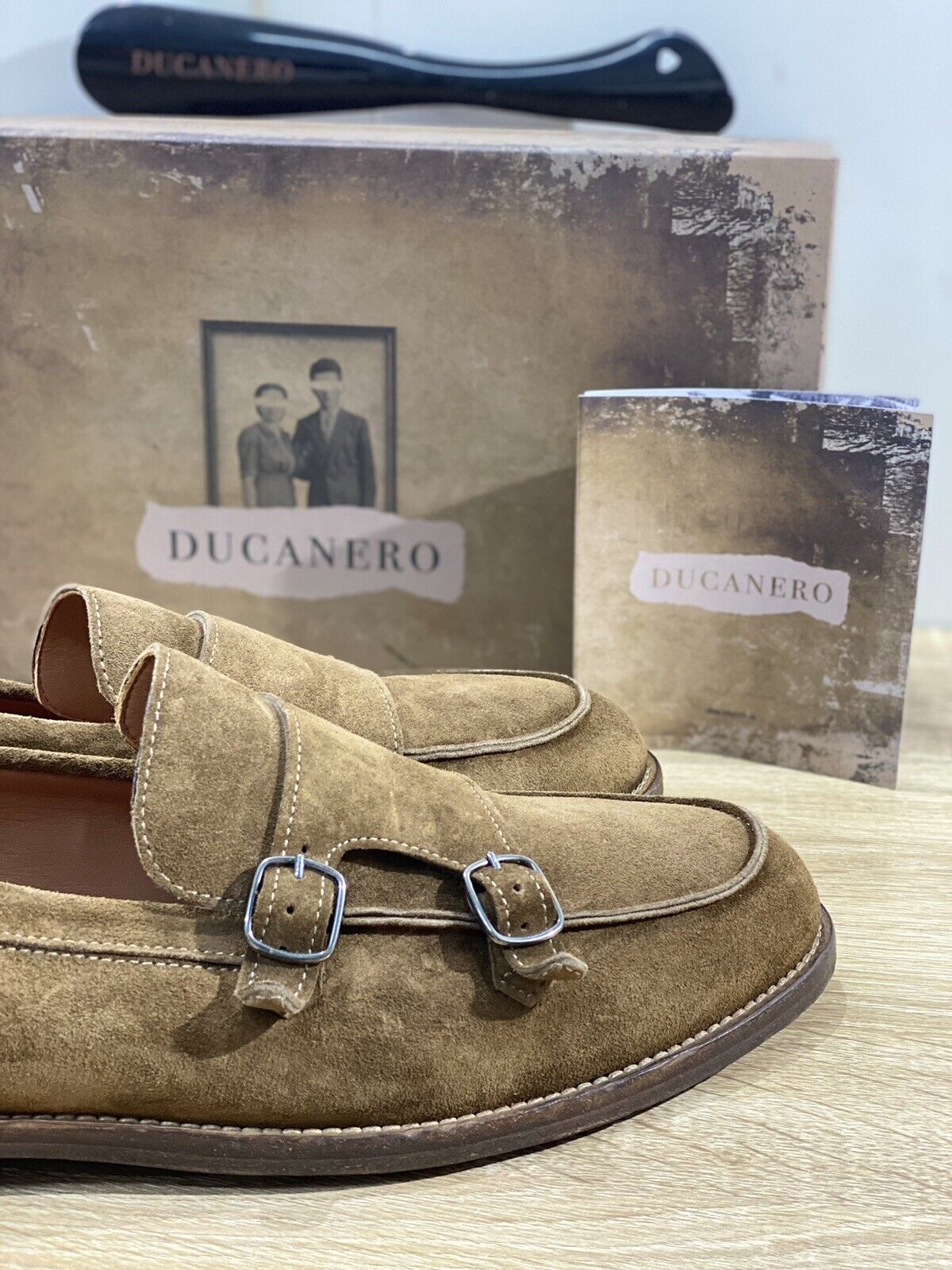 Ducanero Double Buckle Uomo Pelle Suede Fully Made In Italy Luxury Artisan 45