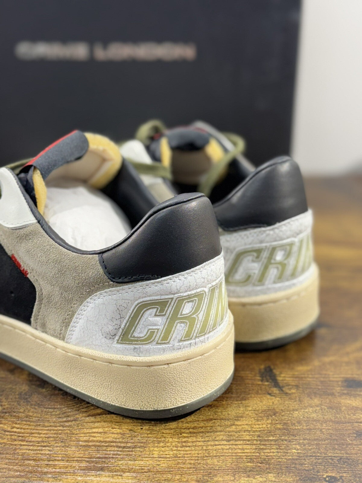 Crime London Sneaker Uomo Chelsea Verde Bianca       Pelle  Casual Men Shoes 44