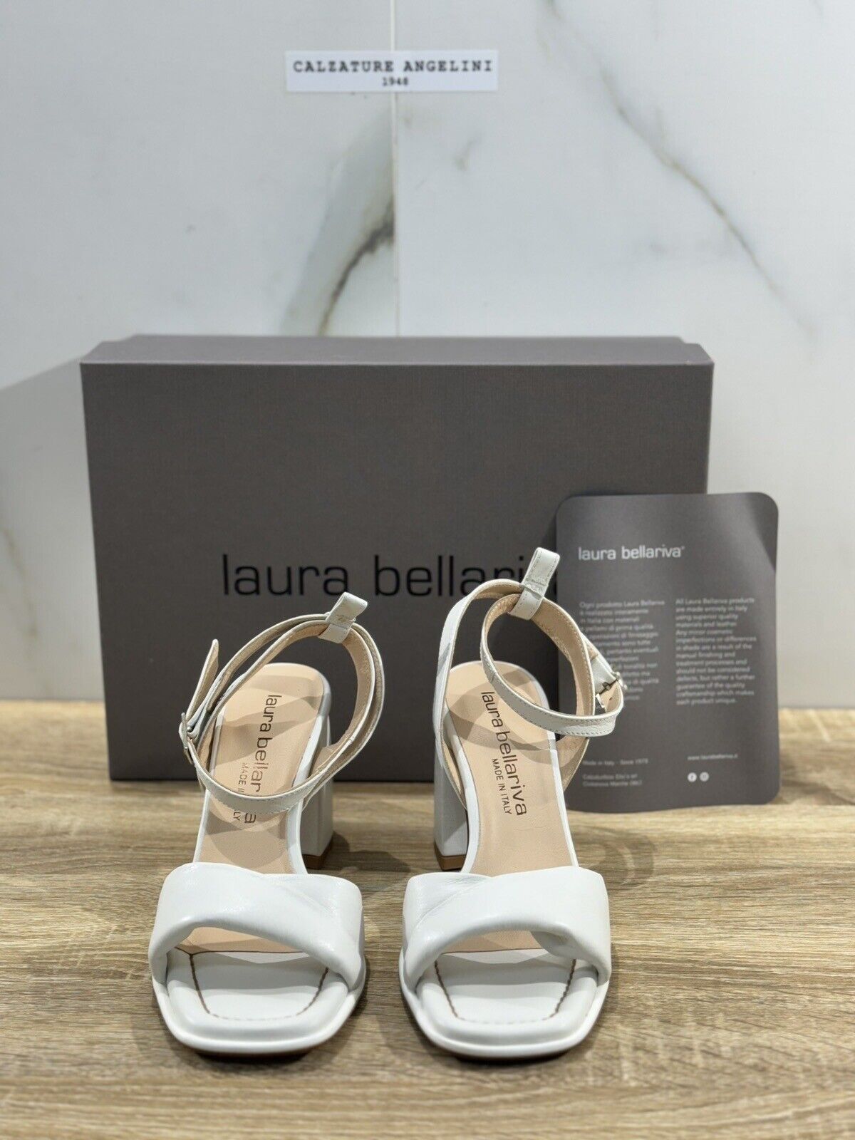 Laura Bellariva Sandalo Donna Pelle Bianco  Con Tacco Handmade In Italy 39