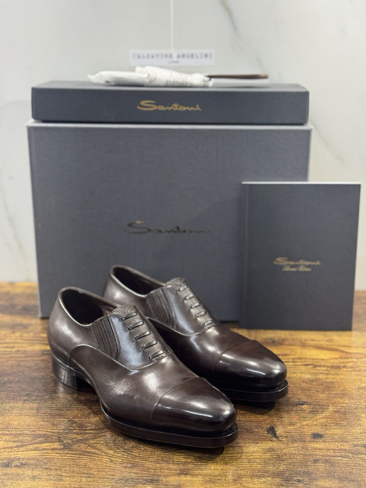 Santoni Stringata Limited Edition Box Brown  Luxury Handmade Santoni Uomo 39