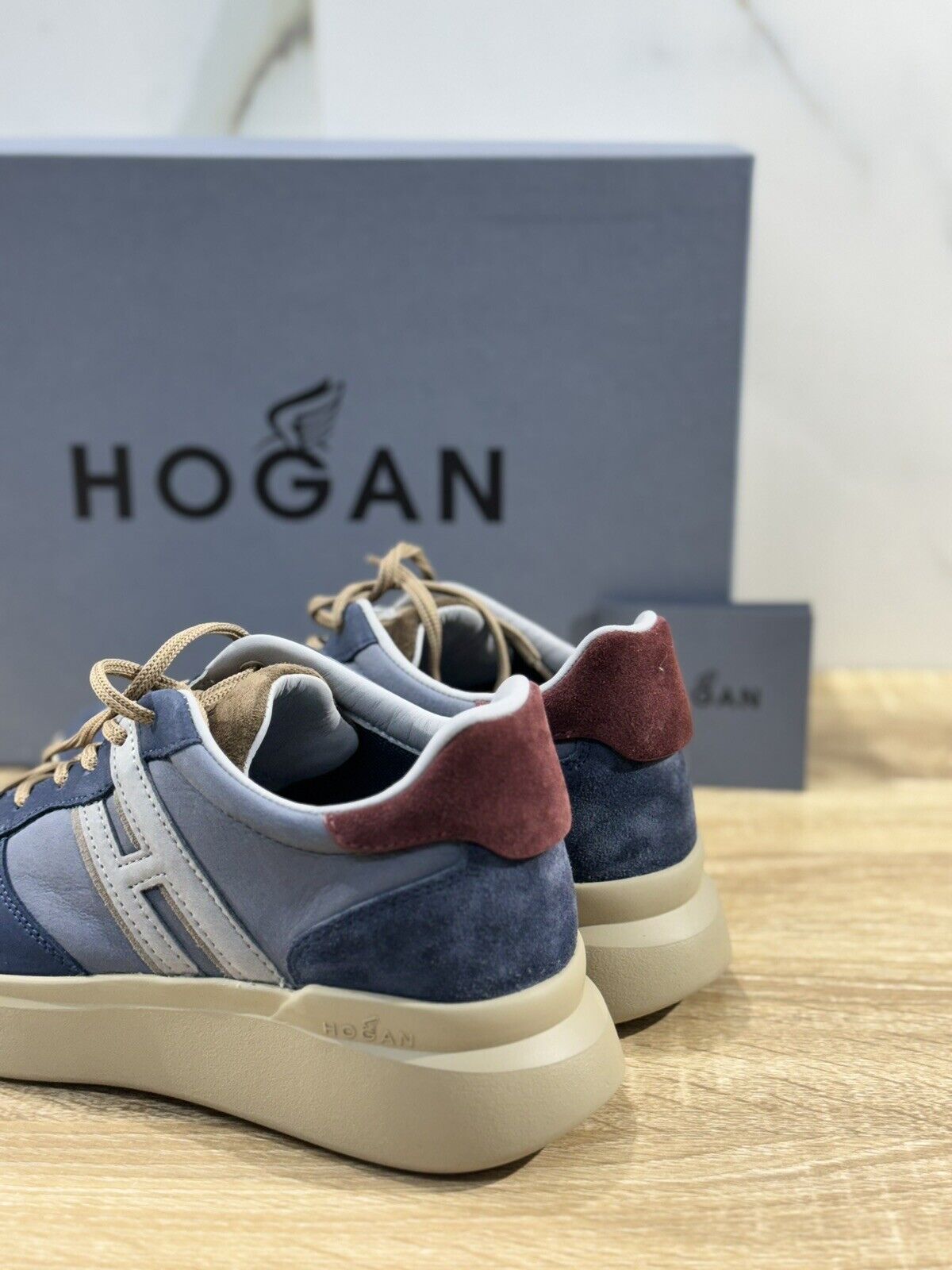 Hogan H580 uomo sneaker Pelle Blu   memory foam Luxury Hogan Men Shoes 39