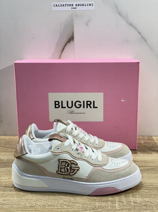 Blugirl Blumarine Donna sneaker Wow Pelle Skin Rose casual shoes woman 38