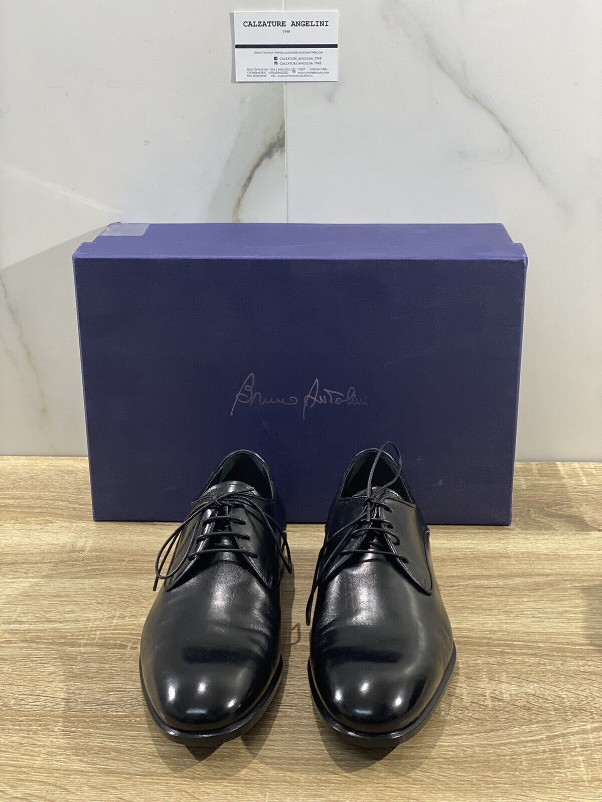 Bruno Antolini stringata  uomo  pelle Nera Fondo Cuoio luxury men shoe 40