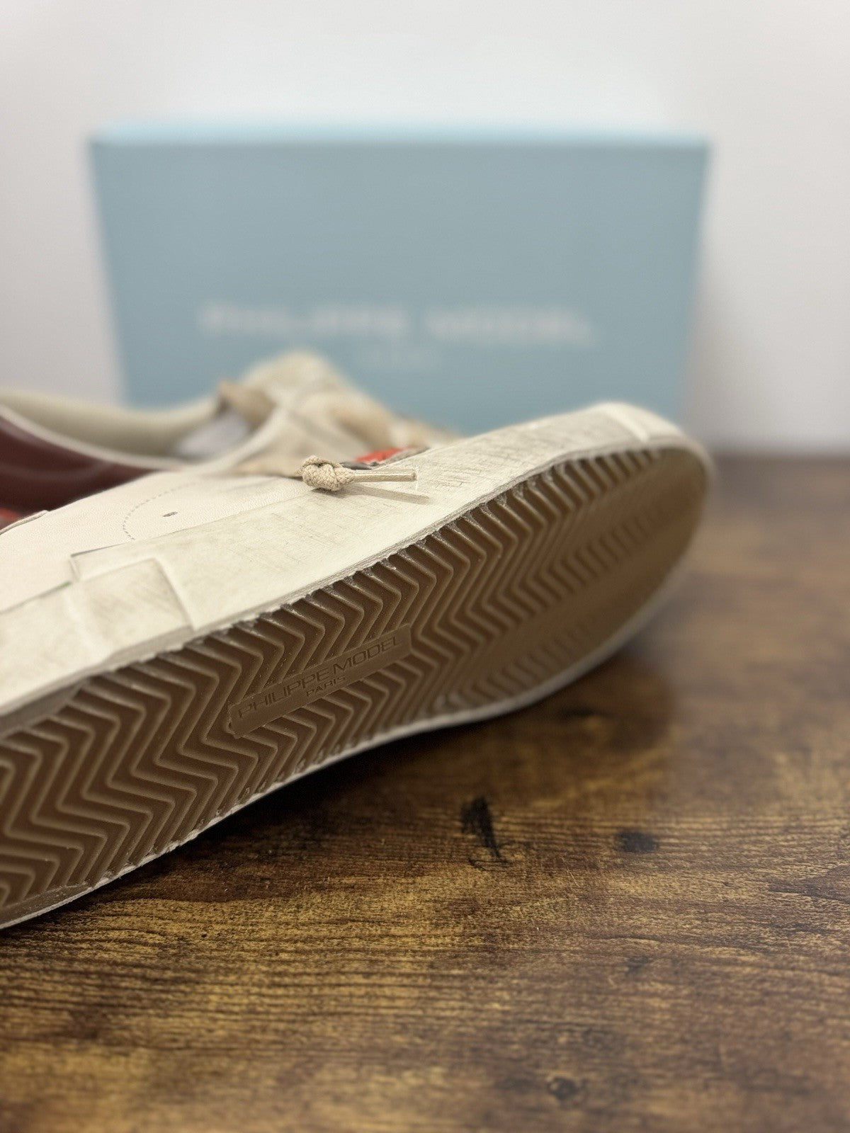 Philippe Model Paris Low Pelle Latte Orange      Casual Sneaker Uomo 44
