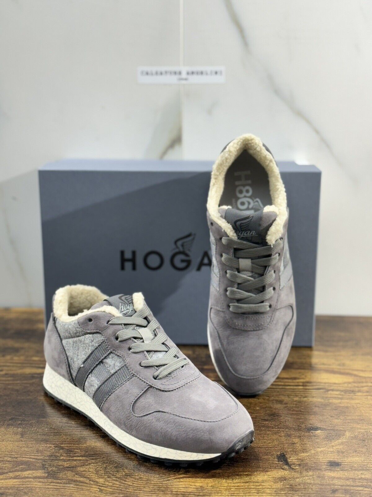 Hogan H383  pelle Grigia Sneaker Hogan   luxury hogan men shoes 40.5