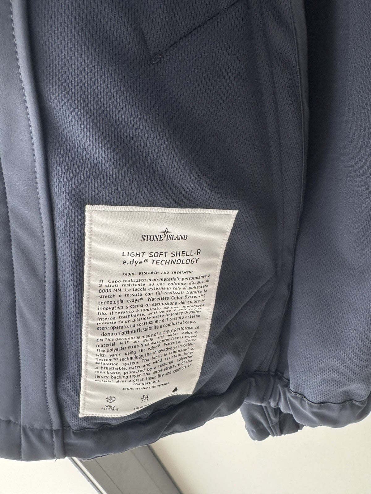 Stone Island Giubotto Light Soft Shell R E . DYE  Blu Icon Jacket Uomo M