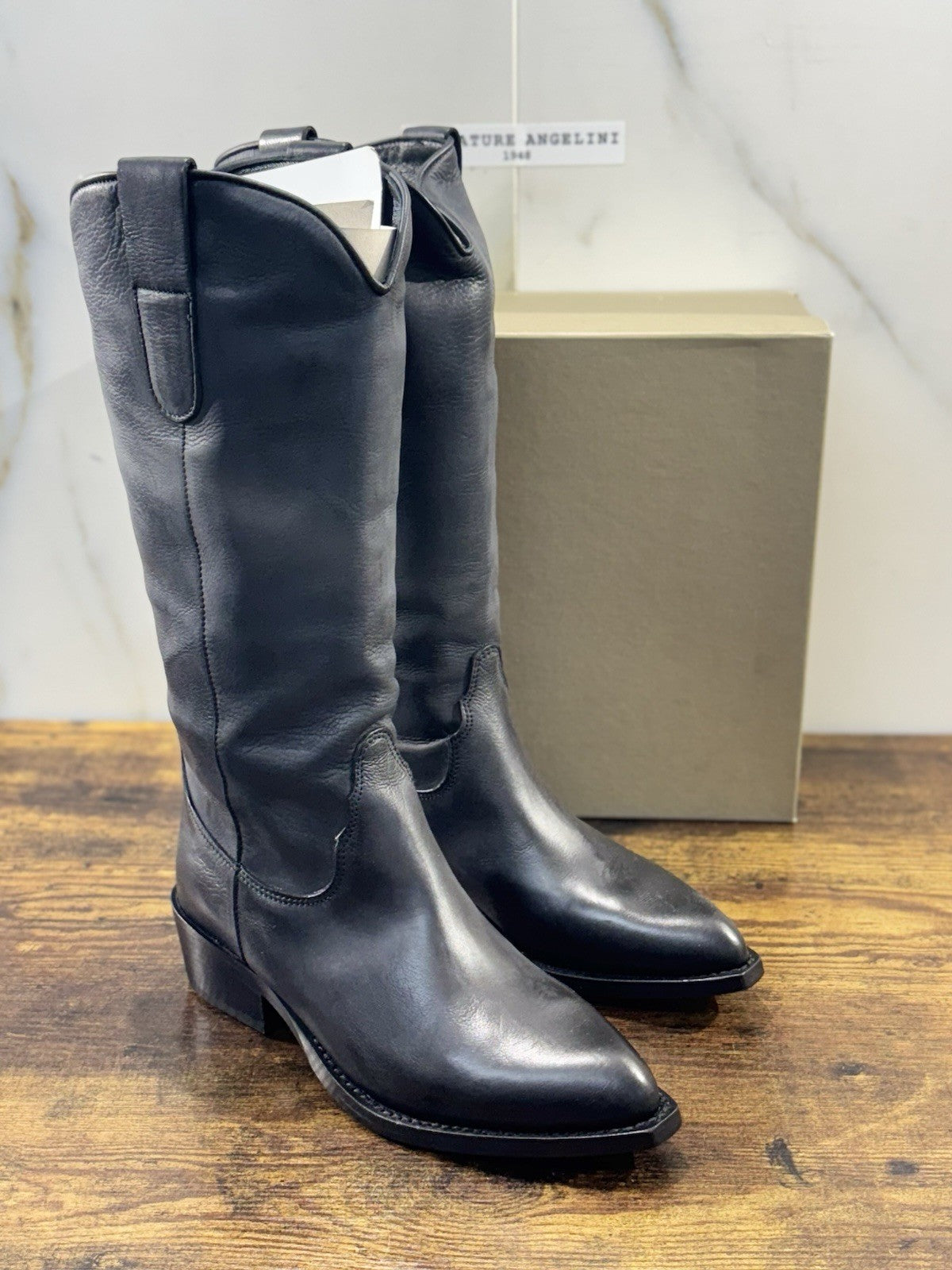 Duccio Del Duca Texano  Pelle Nero   Made In Italy Donna 36