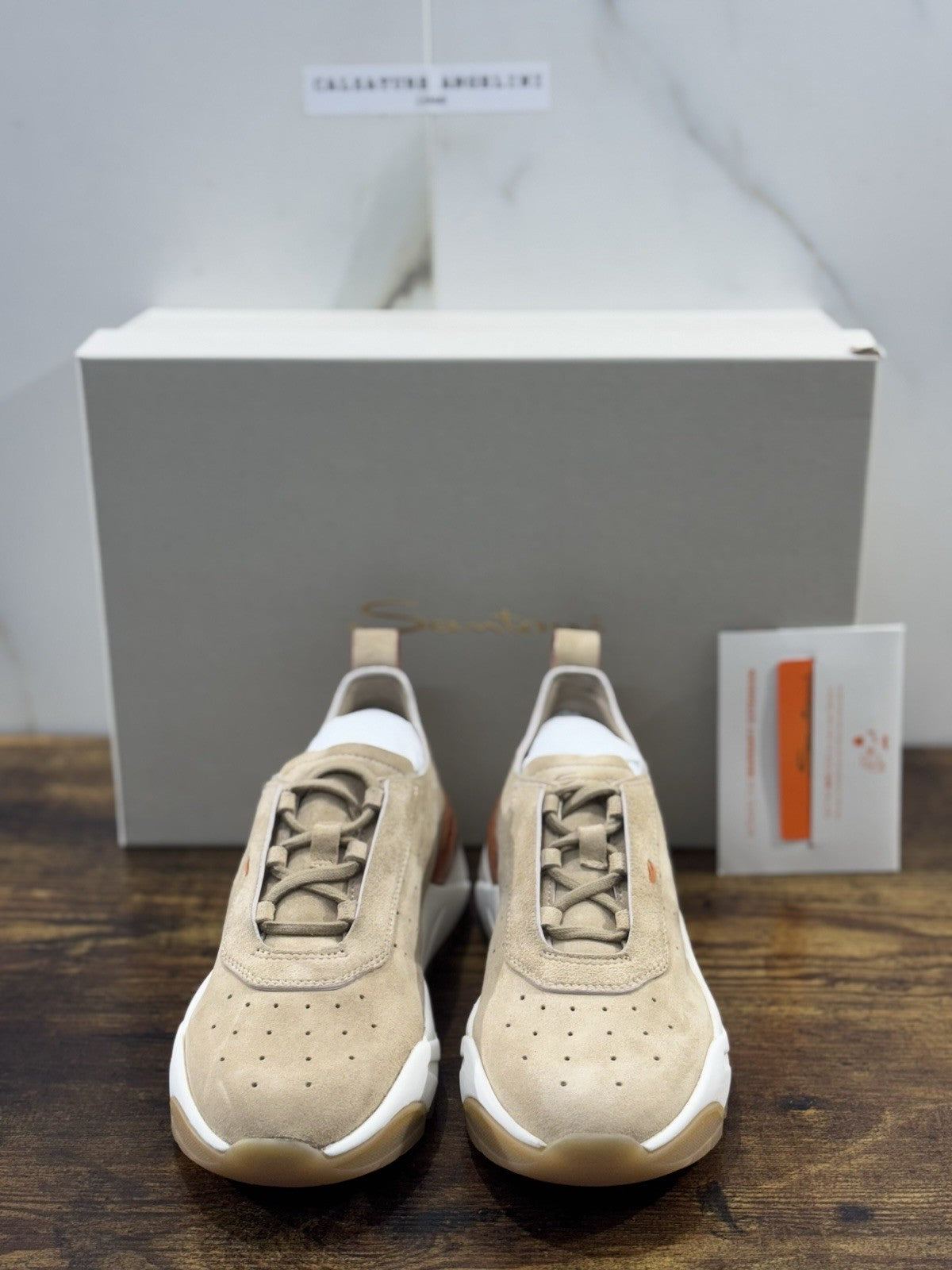 Santoni Innova Sneaker Suede Beige  Luxury Scarpe Santoni Donna 35