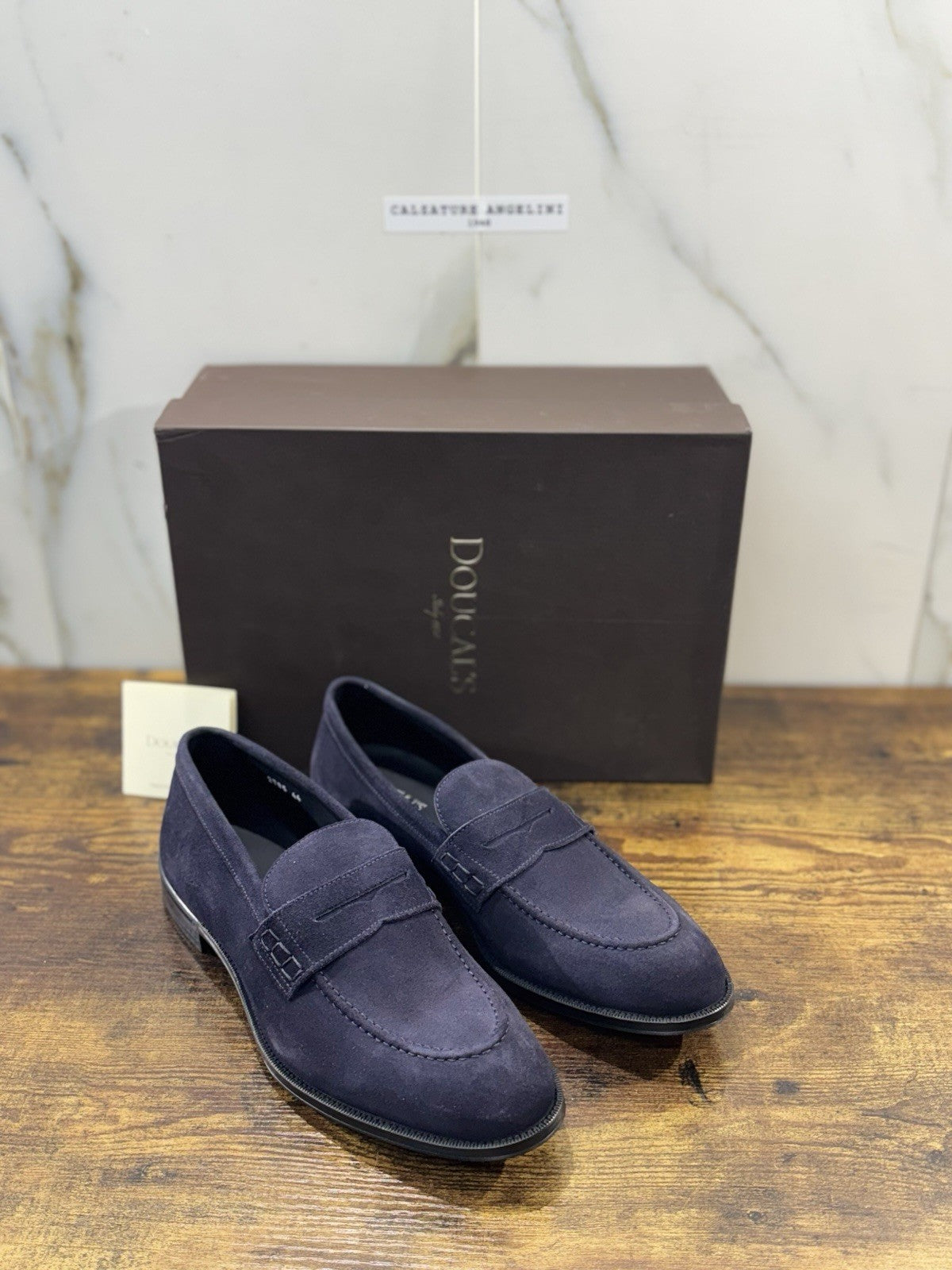 Doucal’s Mocassino Suede Blu  Fondo Gomma Luxury Doucal’s Uomo 43