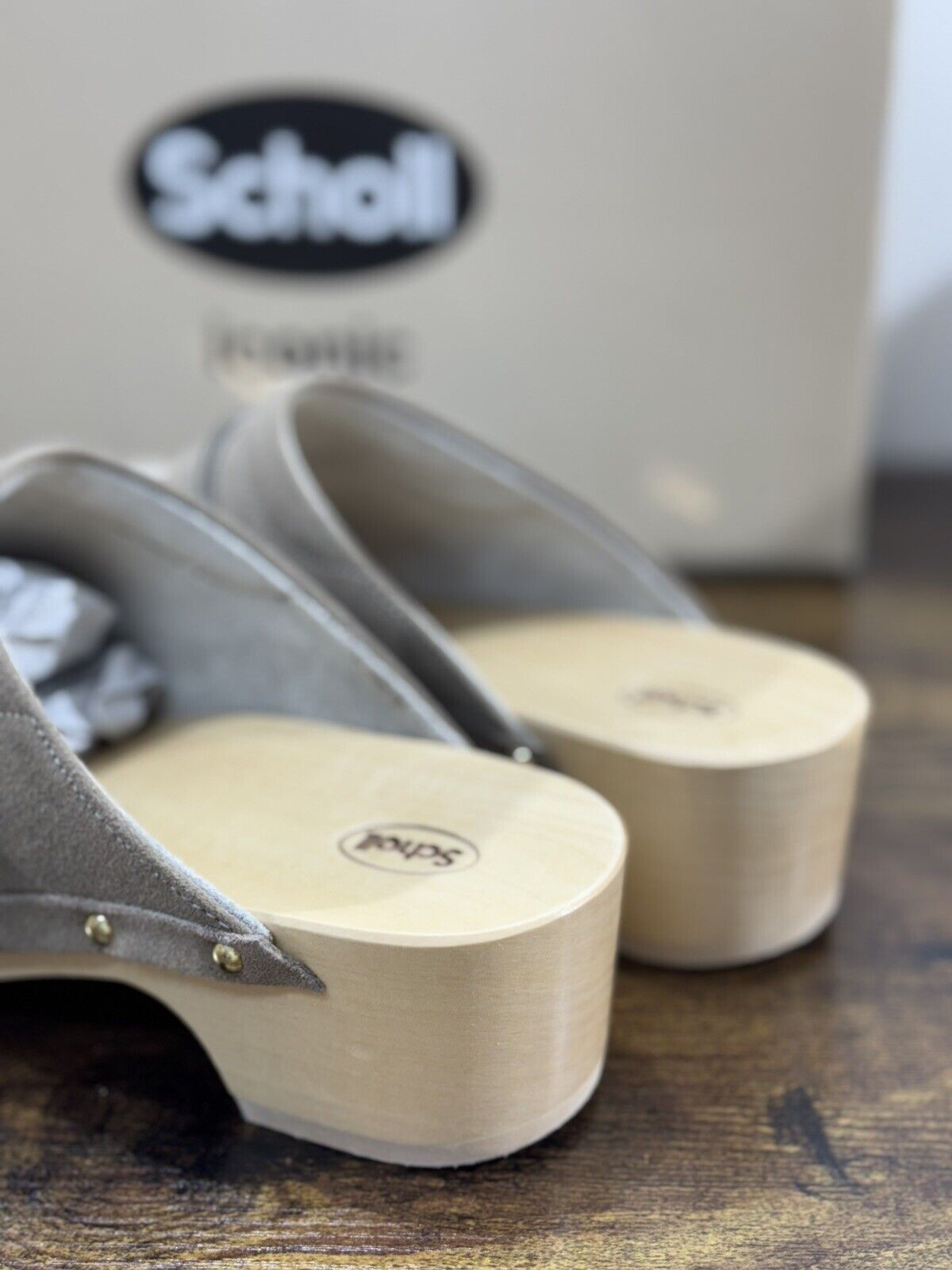 Scholl Iconic Zoccolo Donna Suede Beige Casual Clogs 40