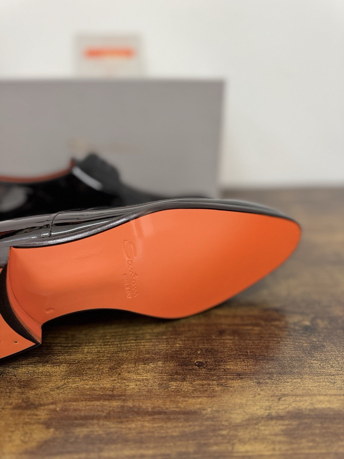 Santoni Stringata In Pelle Vernice Nera  Luxury Scarpa Santoni Uomo 43