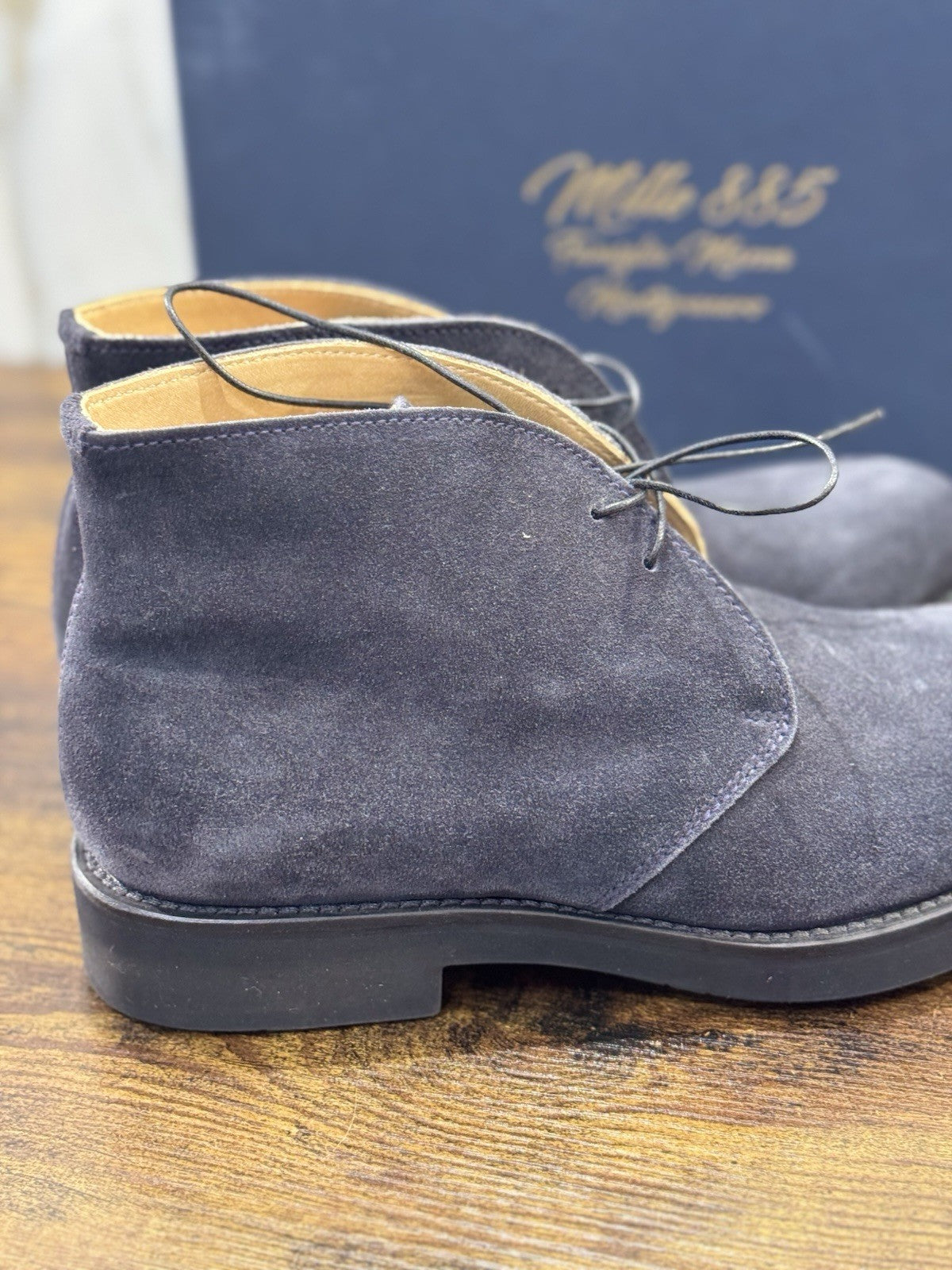 Mille 885 Polacchino    Suede Blu    Fatto A Mano In Italia Uomo 40