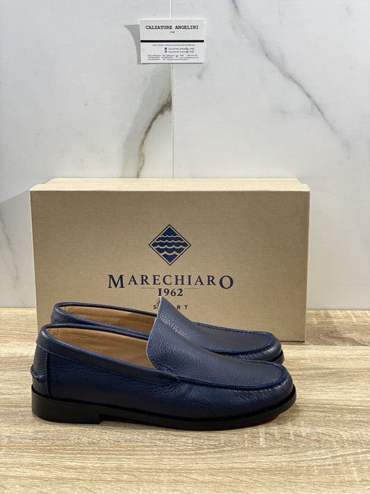 Marechiaro 1962 uomo mocassino pelle bottolata Blu  fondo cuoio 41.5