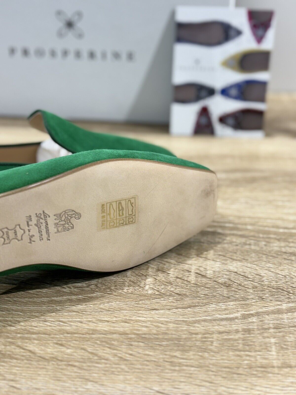 Prosperine mocassino donna in Suede Verde    luxury made in italy 37.5