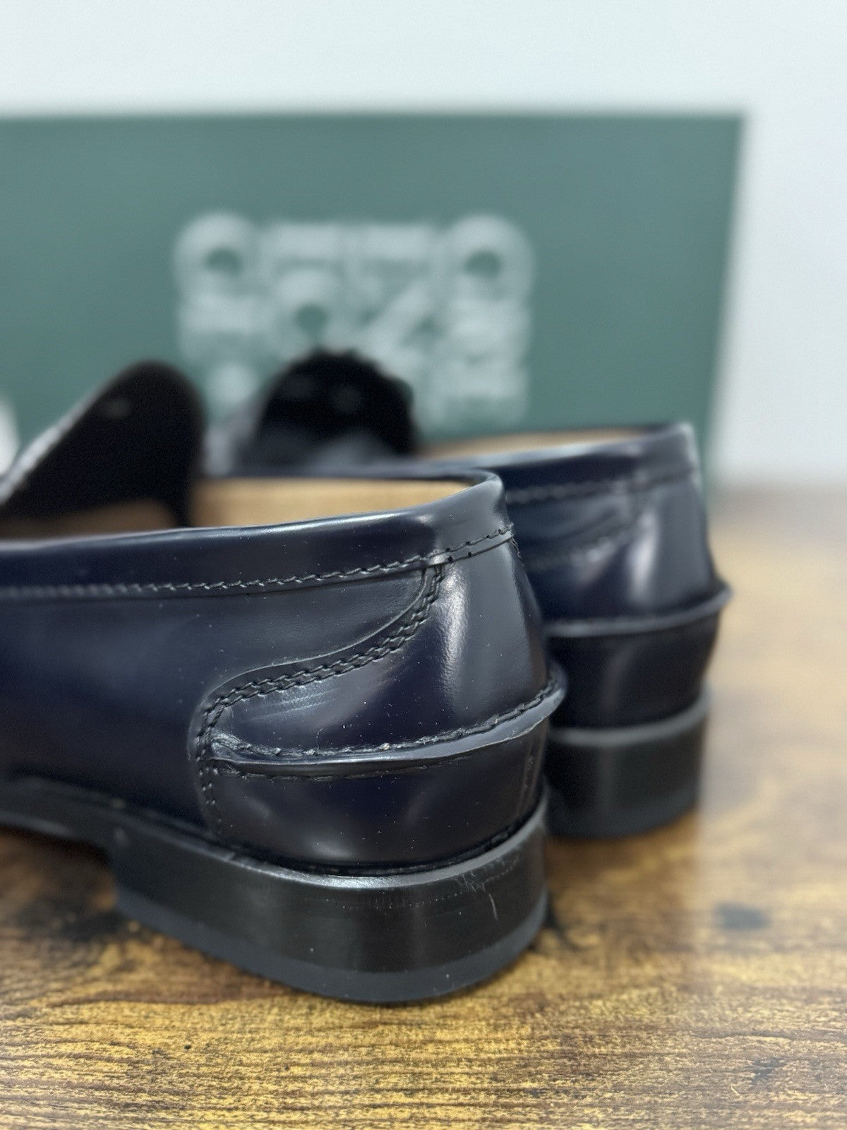 Green George Mocassino College Pelle  Blu   Fondo CuoioHandmade In Italy Uomo 41
