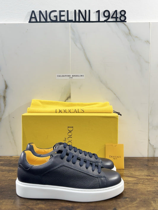Doucal’s Sneaker Uomo Memory Foam Blu  PelleLuxury Men Doucal’s Extra Light 41.5