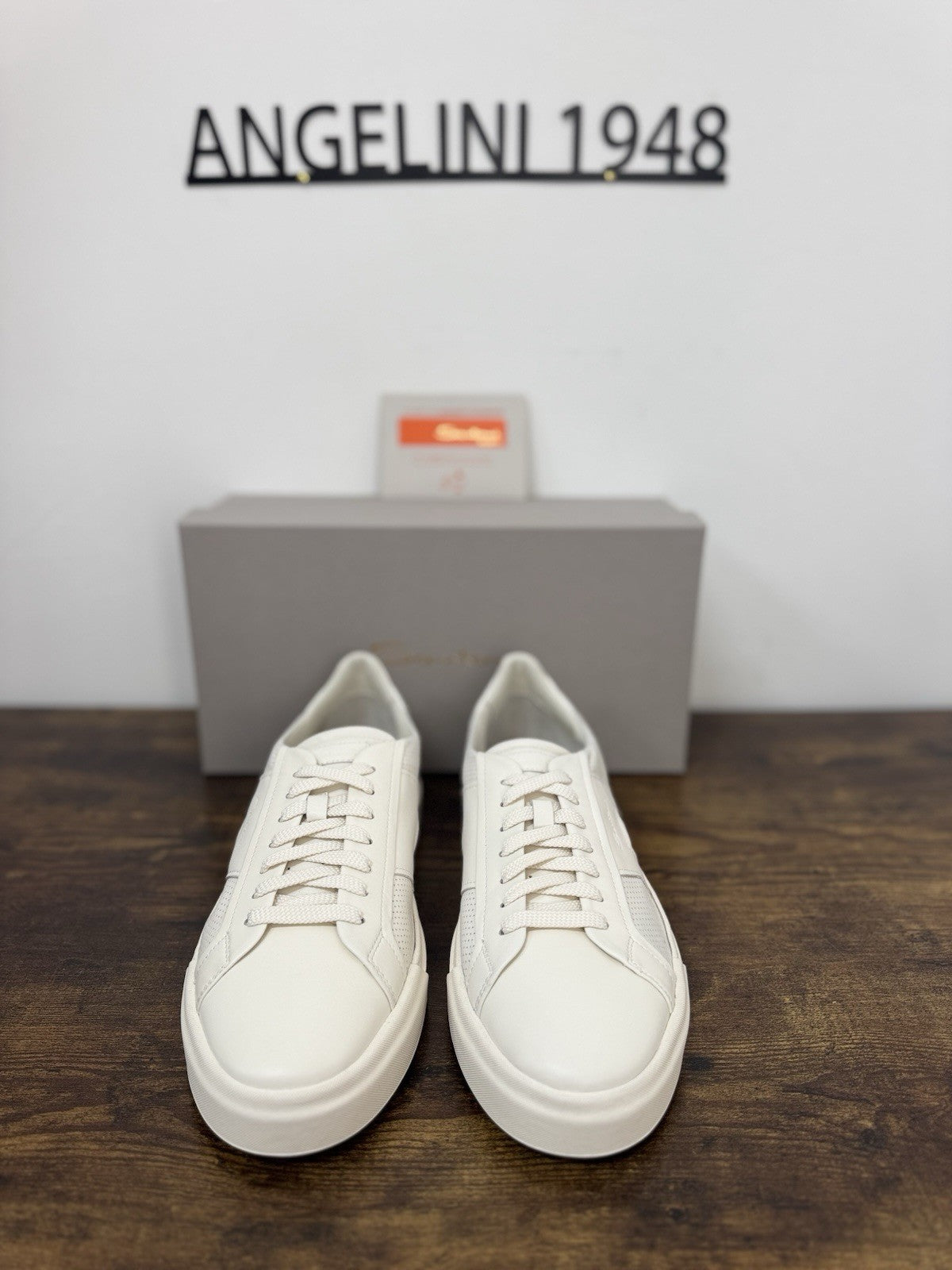 Santoni Sneaker Pelle Bianca  Luxury Scarpa Santoni Uomo 44.5