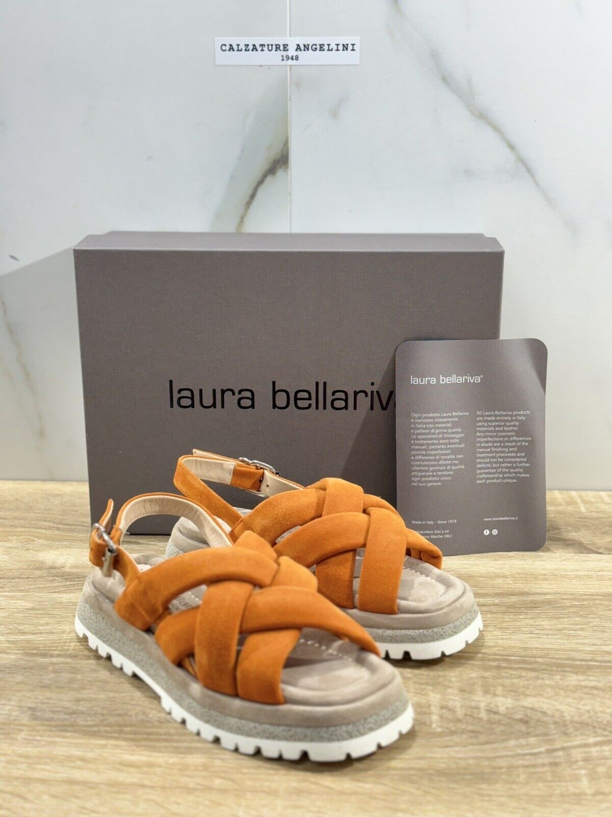 Laura Bellariva Sandalo Donna Pelle Arancio  Super Soft  Handmade In Italy 37