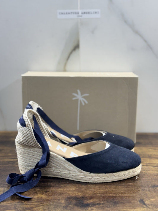 Manebi Espadrilles Suede Blu Zeppa Casual Manebi Shoes Donna 38