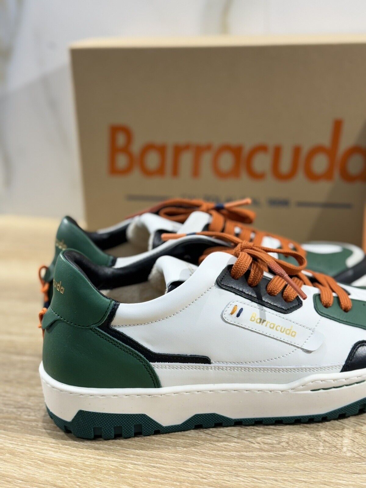 Barracuda Sneaker Uomo Pelle Verde Bianca   Fully Made In Italy  Casual 41