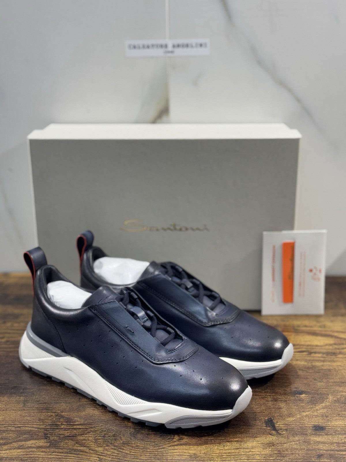Santoni Sneaker Innova Pelle  Blue Casual Luxury Santoni Scarpe Uomo 39.5
