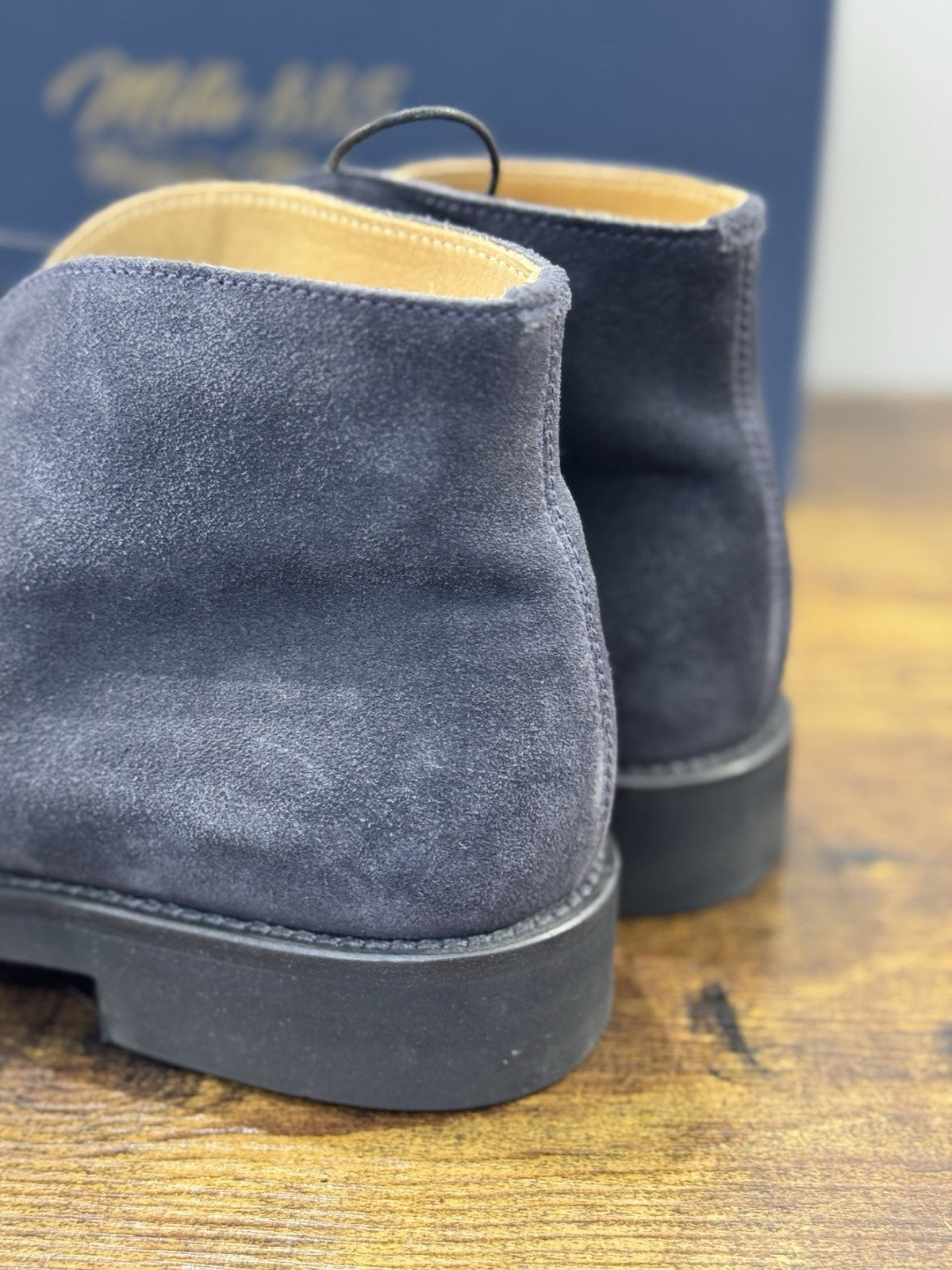 Mille 885 Polacchino    Suede Blu    Fatto A Mano In Italia Uomo 44