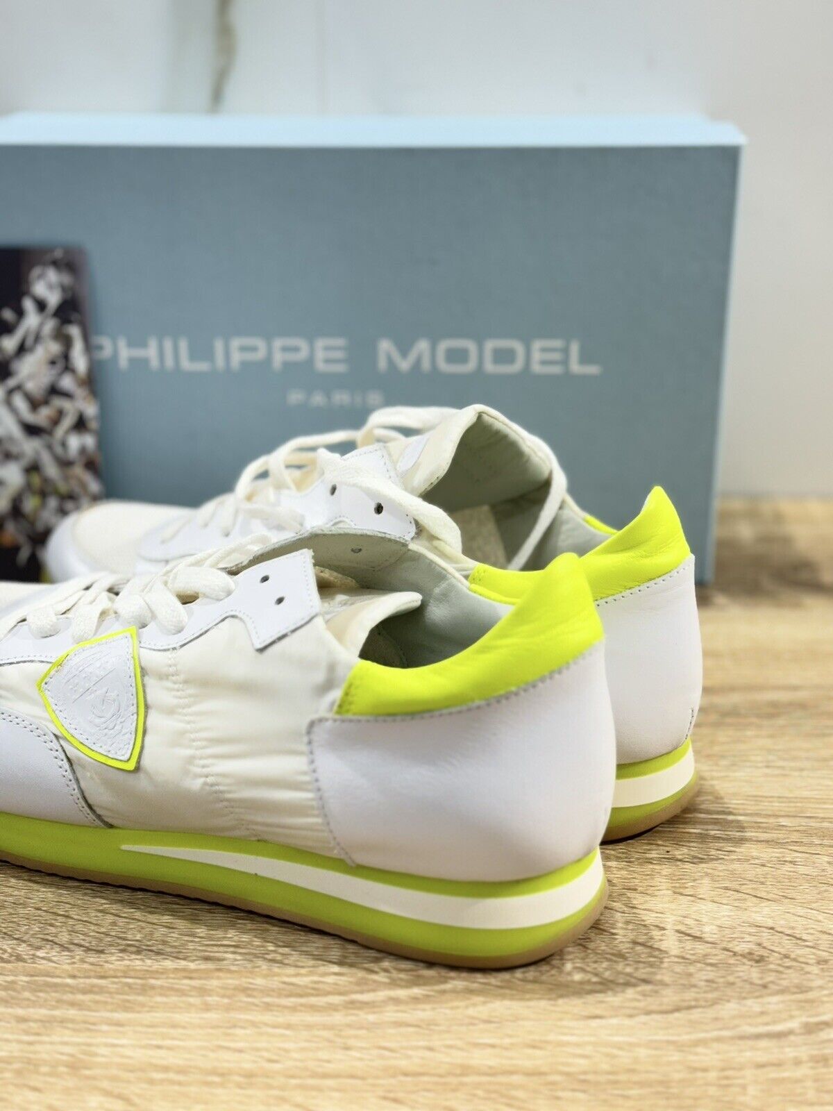 Philippe Model Tropez L  U Sneaker Uomo Pelle Bianca Neon    Causal Sneaker 45