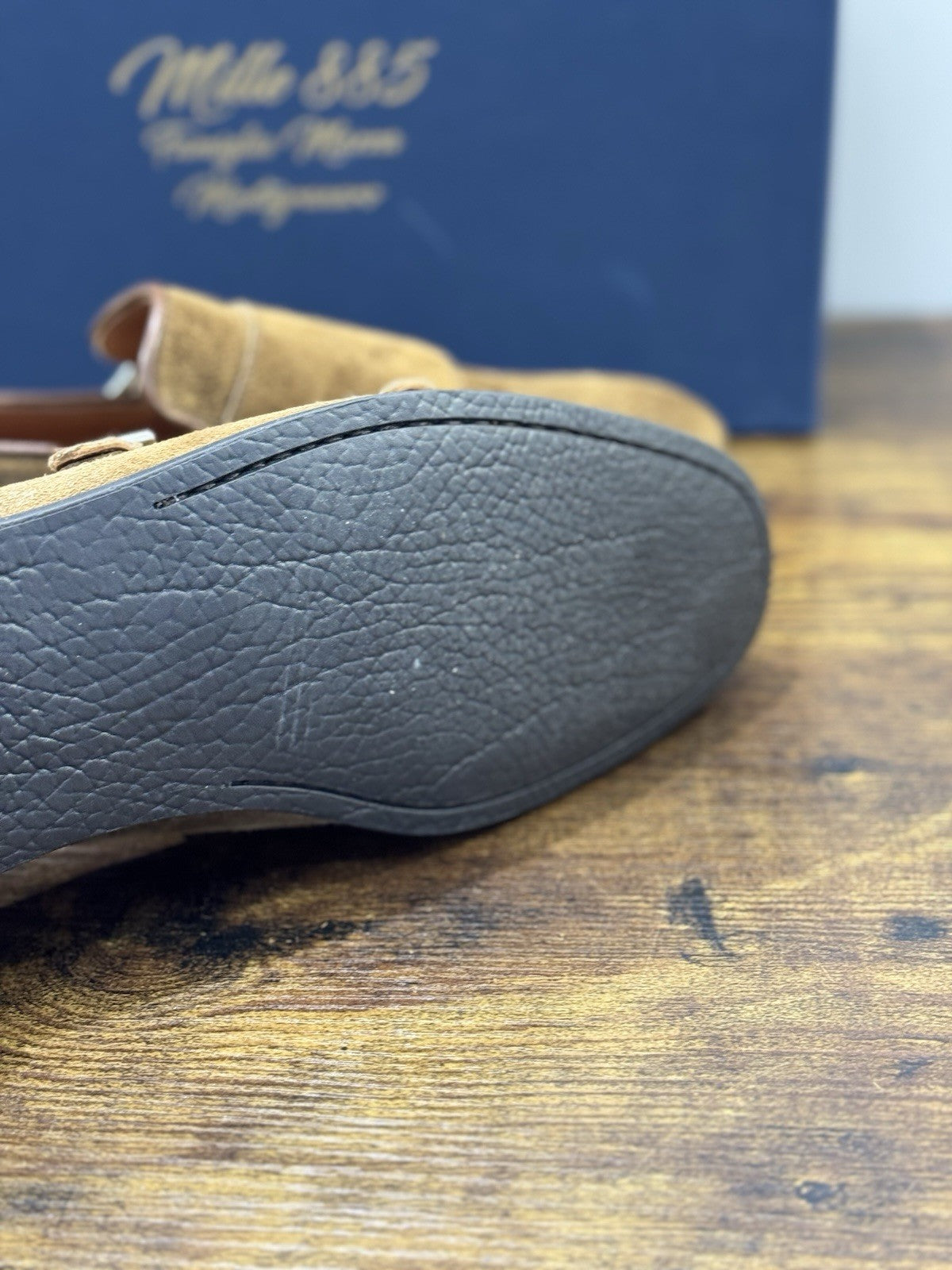 Mille 885 Mocassino Doppia Fibbia  Suede Snuff  Fatto A Mano In Italia Uomo 44