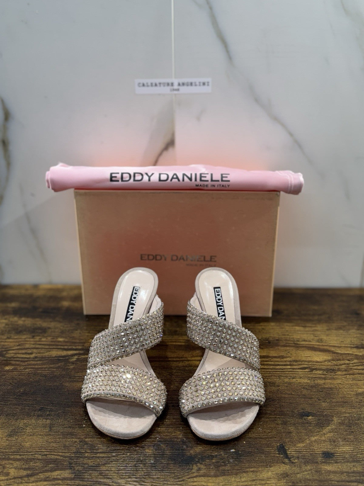 Eddy Daniele Sandalo Nude  Real Swarovski Con Tacco Donna 37.5