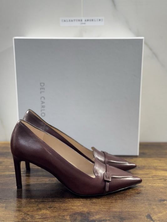 Del Carlo Décolleté   Pelle  Castagna  Luxury Made In Italy Boot Donna 41