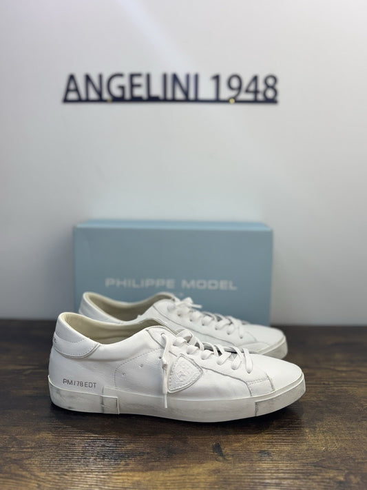 Philippe Model Paris Low Pelle Bianca  Casual Sneaker Uomo 45