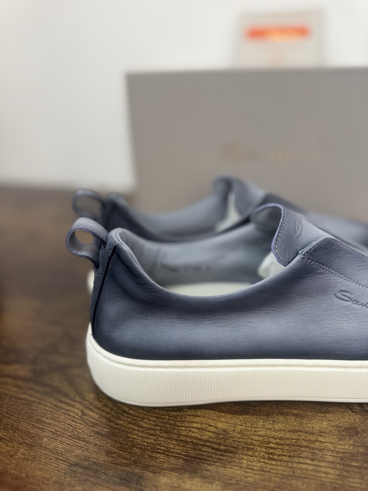 Santoni Slip On Suede Light Blue Casual Luxury Santoni Uomo 41