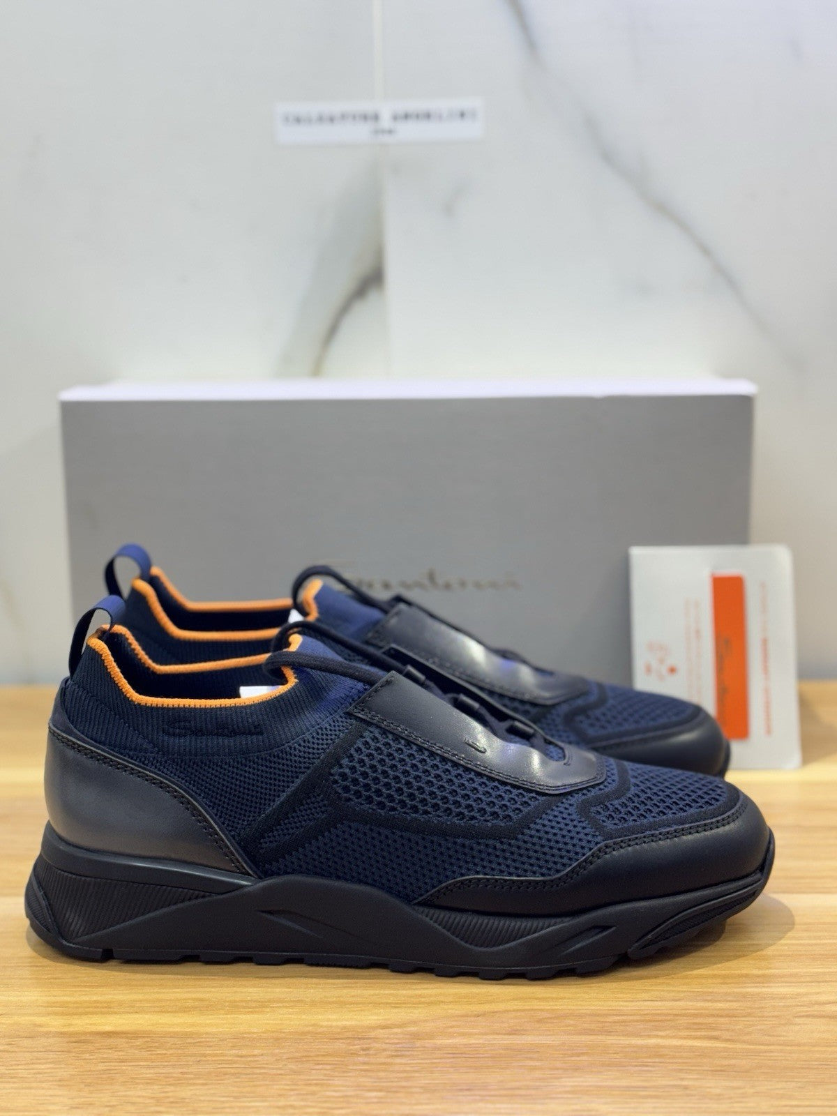 Santoni Innova Sneaker Pelle Tex Blu  Luxury Santoni Scarpa Uomo 42.5